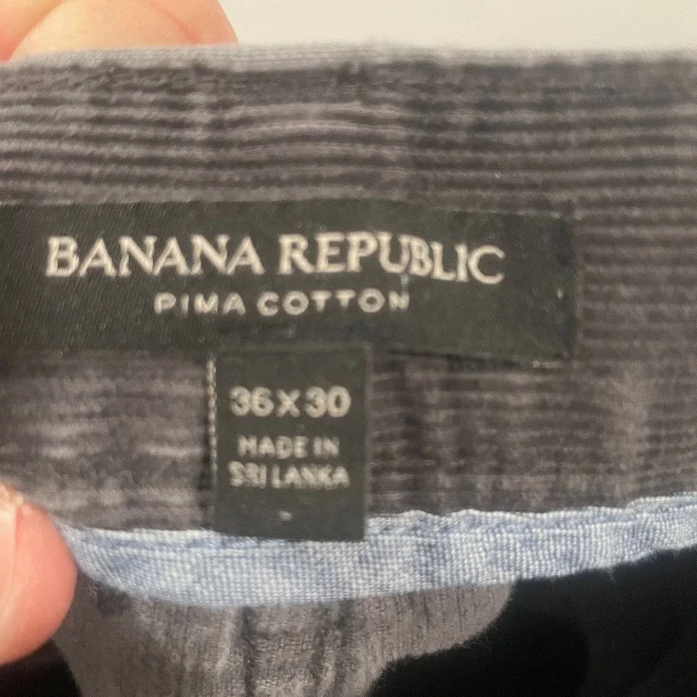 Banana Republic Mens Pima Cotton Corduroy Pants Charcoal Grey 36x30 Straight Leg